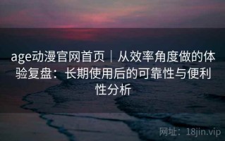 age动漫官网首页｜从效率角度做的体验复盘：长期使用后的可靠性与便利性分析